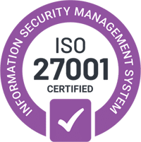 ISO 27001 certified trust badge for Information Security Management System