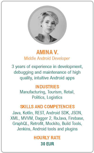 Image of middle android developer resume - Amina V.