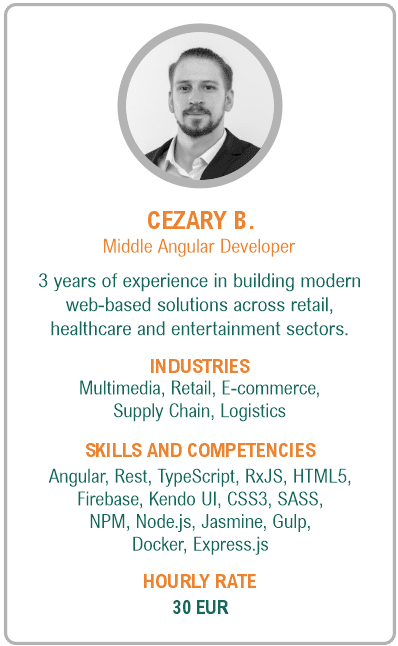 Image of middle angular developer resume - Cezary B.