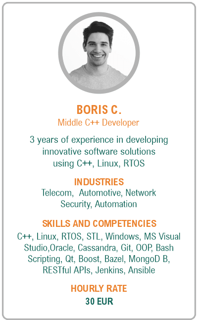 Image of middle c++ developer resume - Boris C.