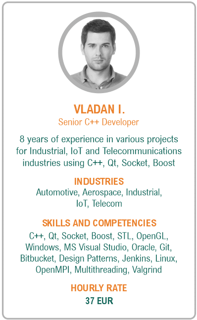Image of senior c++ developer resume - Vladan I.