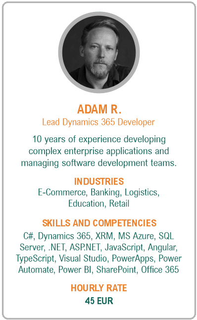 Image of lead dynamics 365 developer resume - Adam R.