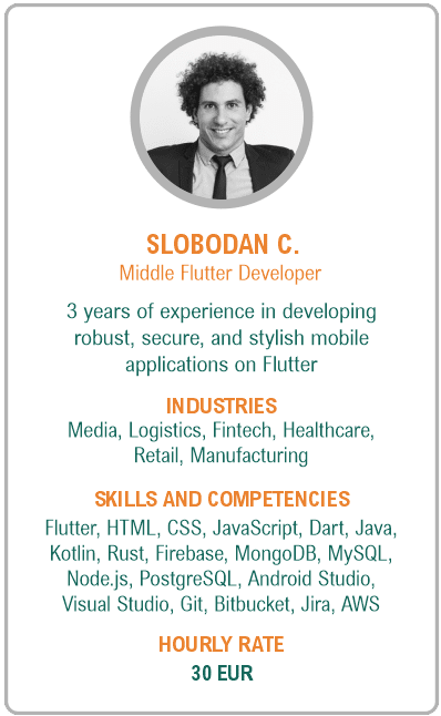 Image of middle flutter developer resume - Slobodan C.