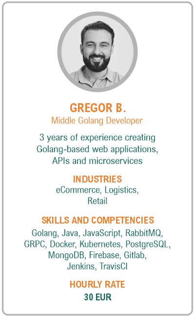 Image of middle golang developer resume - Gregor B.