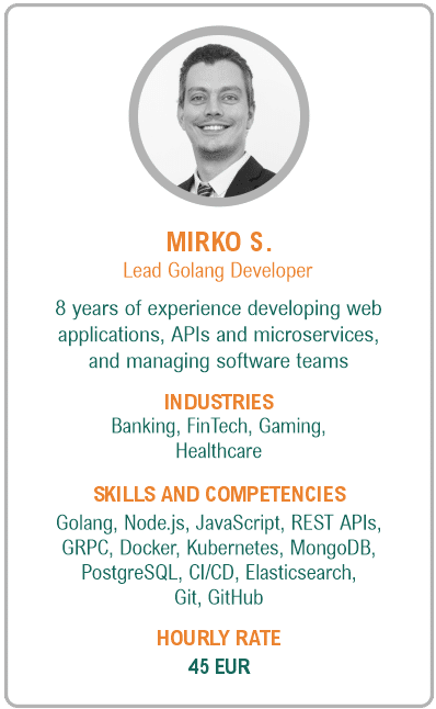 Image of lead golang developer resume - Mirko S.
