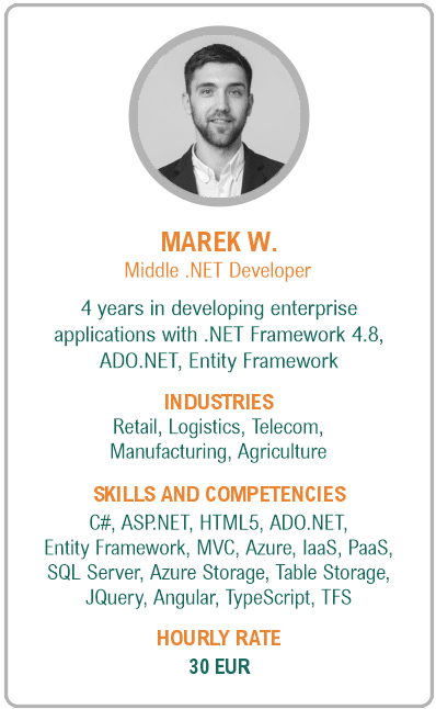 Image of middle .net developer resume - Marek W.