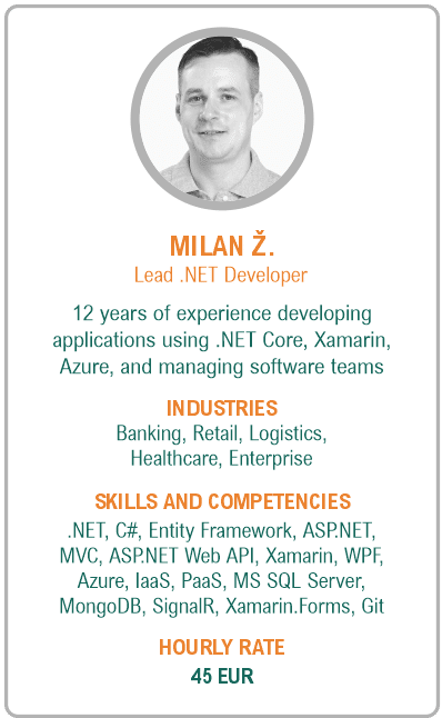 Image of lead .net developer resume - Milan Z.