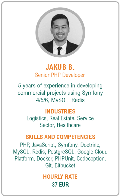 Image of senior php developer resume - Jakub B.