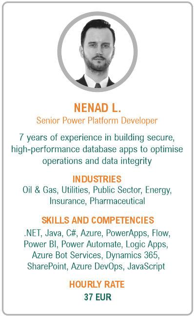 Image of senior power platform developer resume - Nenad L.