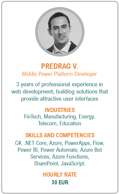 Image of middle power platform developer resume - Predrag V.