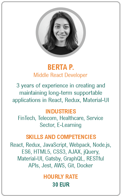 Image of middle react developer resume - Berta P.