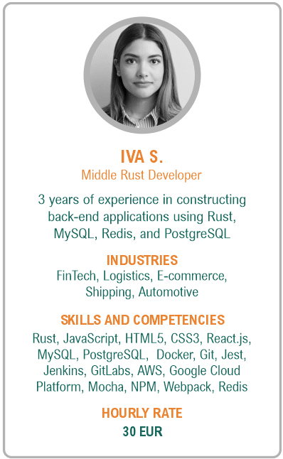 Image of middle rust developer resume - Iva S.