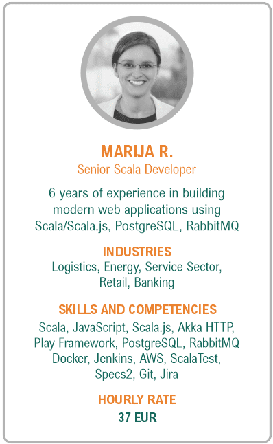 Image of senior scala developer resume - Marija R.