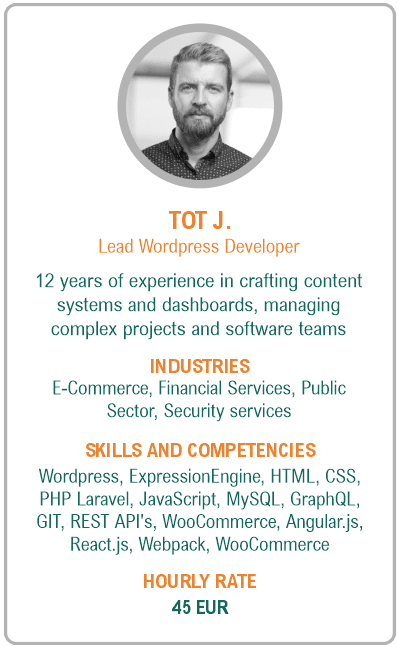 Image of lead wordpress developer resume - Tot J.