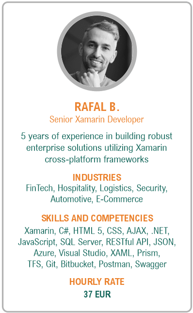 Image of senior xamarin developer resume - Rafal B.