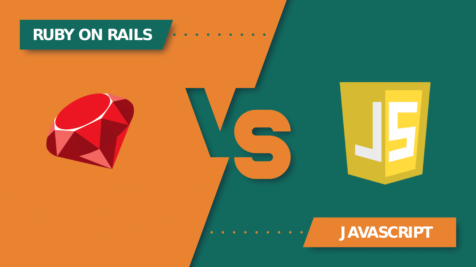 Vector image of Ruby on Rails vs JavaScript