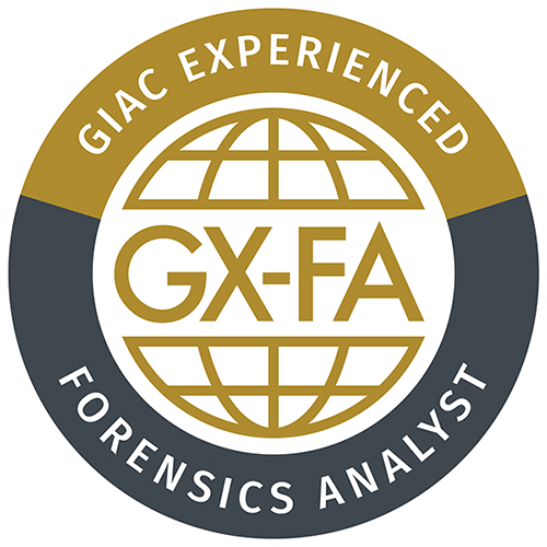 GIAC Experienced Forensics Analyst (GX-FA) certification badge